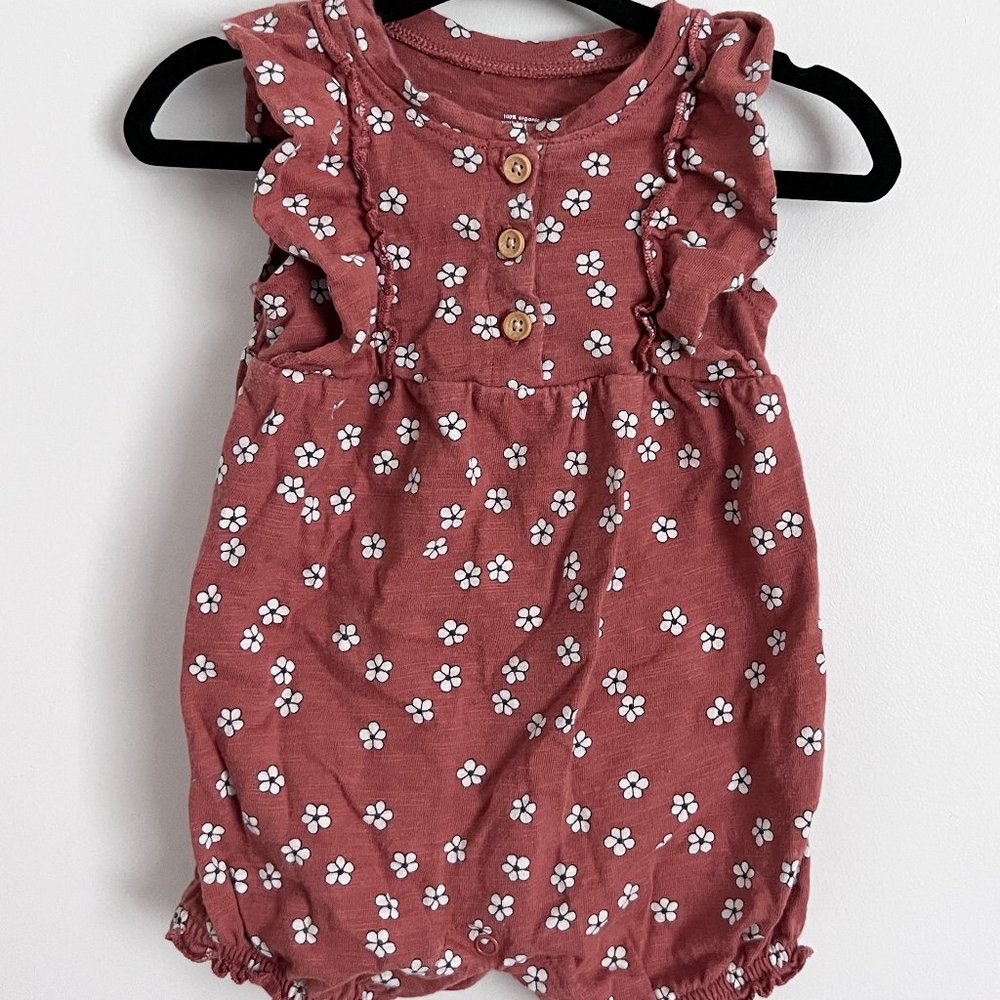 Little Co. Rust Daisy Shorts One Piece - 6 Months